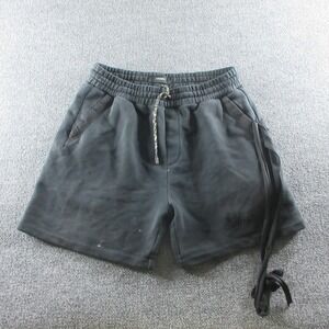 Amiri Bleach Bandana Sweat Shorts Mens L Black Fleece 7 Inseam Logo Italy Casual